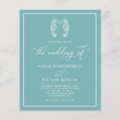 Budget Seahorse Zee Glass Blue Wedding Invitation Flyer (Voorkant)