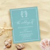 Budget Seahorse Zee Glass Blue Wedding Invitation Flyer