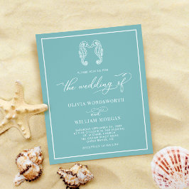 Budget Seahorse Zee Glass Blue Wedding Invitation Flyer