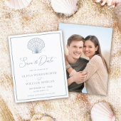 Budget Seashell Beach Dusty Blue Save the Date