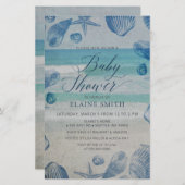Budget Seashells Beach Baby shower Invitation (Voorkant / Achterkant)