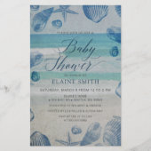 Budget Seashells Beach Baby shower Invitation (Voorkant)