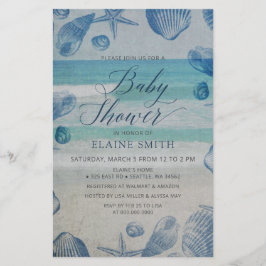 Budget Seashells Beach Baby shower Invitation