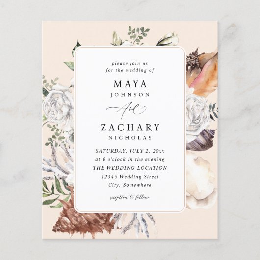 Budget Seashells & White Floral Wedding - Beige (Voorkant)