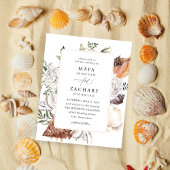 Budget Seashells & White Floral Wedding Flyer