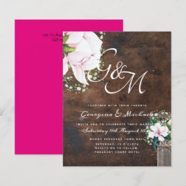 BUDGET Sfeervol Roze Magnolia Chic Trouw Uitnodigi