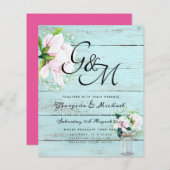 BUDGET Sfeervol Roze Magnolia Chic Trouw Uitnodigi (Voorkant / Achterkant)