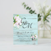 BUDGET Sfeervol Roze Magnolia Chic Trouw Uitnodigi (Staand voorkant)