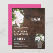 BUDGET Sfeervol Roze Magnolia Chic Trouw Uitnodigi (Voorkant / Achterkant)