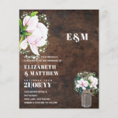 BUDGET Sfeervol Roze Magnolia Chic Trouw Uitnodigi (Voorkant)