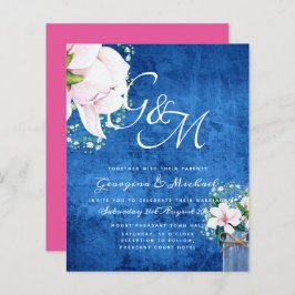 BUDGET Sfeervol Roze Magnolia Chic Trouw Uitnodigi