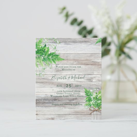 BUDGET Shabby Groene Chic Trouw Uitnodiging (Staand voorkant)