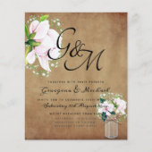 BUDGET Shabby Pink Magnolia Chic Wedding Invite (Voorkant)