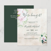 BUDGET Shabby Pink Magnolia Chic Wedding Invite (Voorkant / Achterkant)