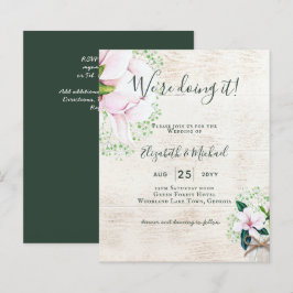 BUDGET Shabby Pink Magnolia Chic Wedding Invite
