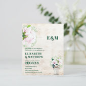 BUDGET Shabby Pink Magnolia Chic Wedding Invite (Staand voorkant)