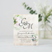 BUDGET Shabby Pink Magnolia Chic Wedding Invite (Staand voorkant)