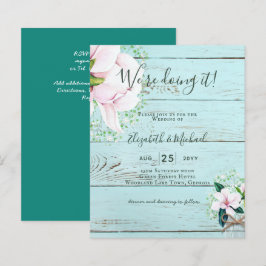 BUDGET Shabby Pink Magnolia Chic Wedding Invite