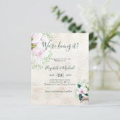 BUDGET Shabby Roze Magnolia Chic Trouw Uitnodiging (Staand voorkant)