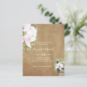 BUDGET Shabby Roze Magnolia Chic Trouw Uitnodiging (Staand voorkant)