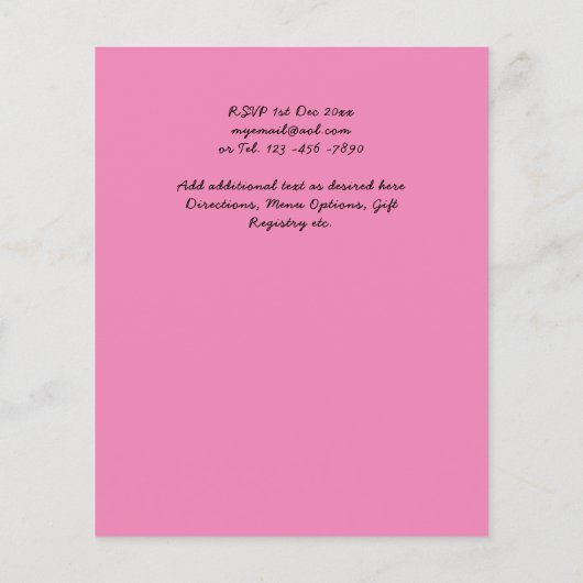 BUDGET Shabby Roze Magnolia Chic Trouw Uitnodiging (Achterkant)