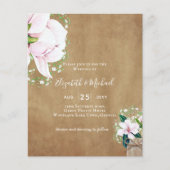 BUDGET Shabby Roze Magnolia Chic Trouw Uitnodiging (Voorkant)