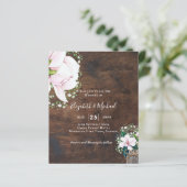 BUDGET Shabby Roze Magnolia Chic Trouw Uitnodiging (Staand voorkant)