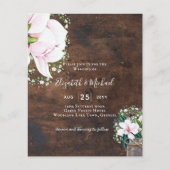 BUDGET Shabby Roze Magnolia Chic Trouw Uitnodiging (Voorkant)