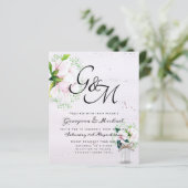 BUDGET Shabby Roze Magnolia Chic Trouw Uitnodiging (Staand voorkant)