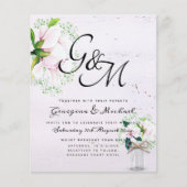 BUDGET Shabby Roze Magnolia Chic Trouw Uitnodiging (Voorkant)