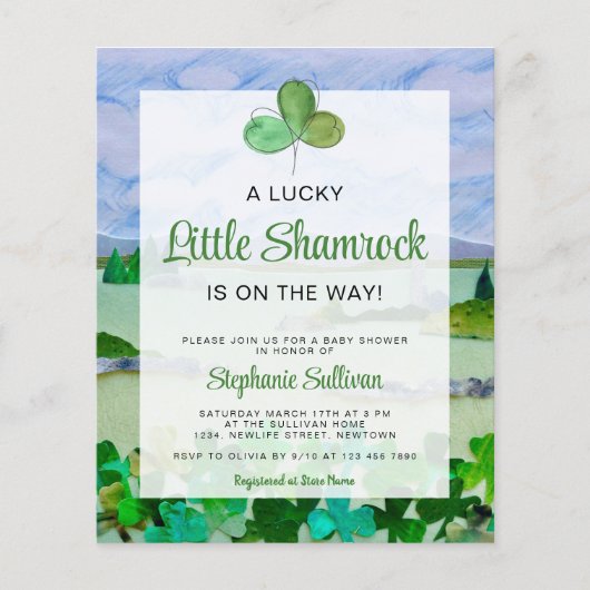 Budget Shamrock Baby shower Invitation (Voorkant)