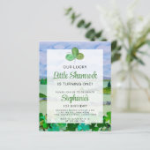 Budget Shamrock Eerste Verjaardagsfeest Uitnodigin (Staand voorkant)