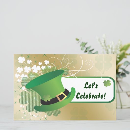 Budget Shamrock St Patricks Day Party Invitation (Staand voorkant)