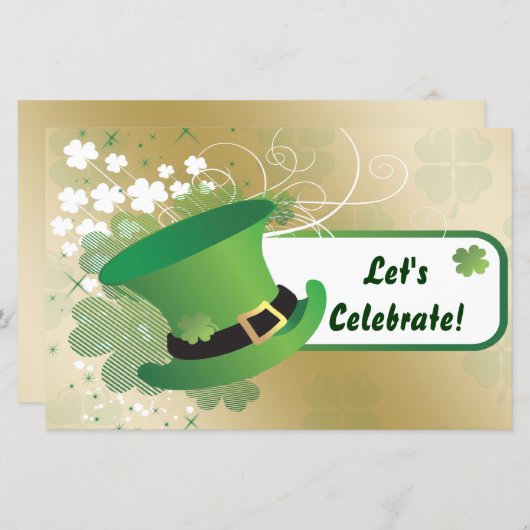 Budget Shamrock St Patricks Day Party Invitation (Voorkant / Achterkant)