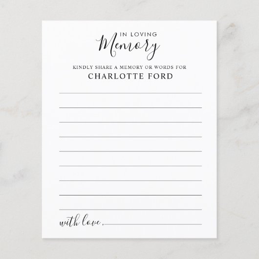 Budget Share a Memory Funeral Attendance Kaart (Voorkant)