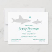 Budget Shark Green White Baby shower Invitation (Voorkant)