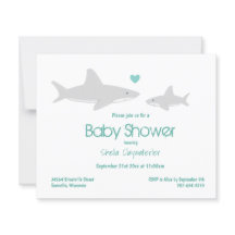 Budget Shark Green White Baby shower Invitation