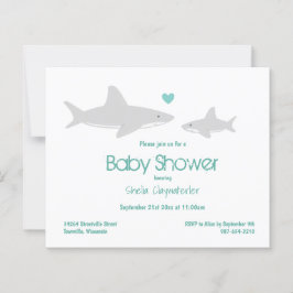 Budget Shark Green White Baby shower Invitation