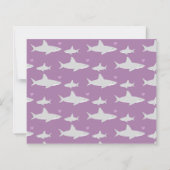 Budget Shark Paars White Baby shower Invitation (Achterkant)