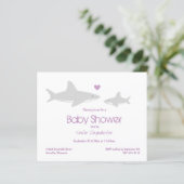 Budget Shark Paars White Baby shower Invitation (Staand voorkant)