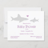 Budget Shark Paars White Baby shower Invitation (Voorkant)
