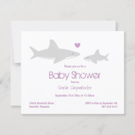 Budget Shark Paars White Baby shower Invitation