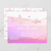 Budget Shark Pink Ocean Baby shower Invitation (Voorkant / Achterkant)