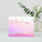 Budget Shark Pink Ocean Baby shower Invitation (Staand voorkant)