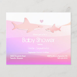 Budget Shark Pink Ocean Baby shower Invitation