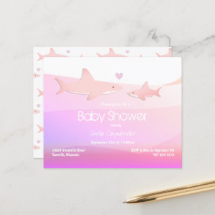 Budget Shark Pink Ocean Baby shower Invitation