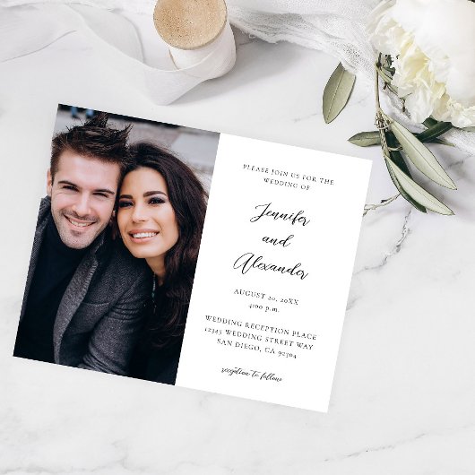 Budget Side Photo Mod Elegant Calligraphy Wedding Flyer