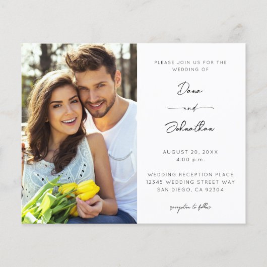 Budget Side Photo Modern Calligraphy Wedding Flyer (Voorkant)