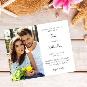 Budget Side Photo Modern Calligraphy Wedding Flyer