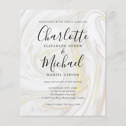 Budget Signature Script Marmeren Trouw Uitnodiging (Voorkant)